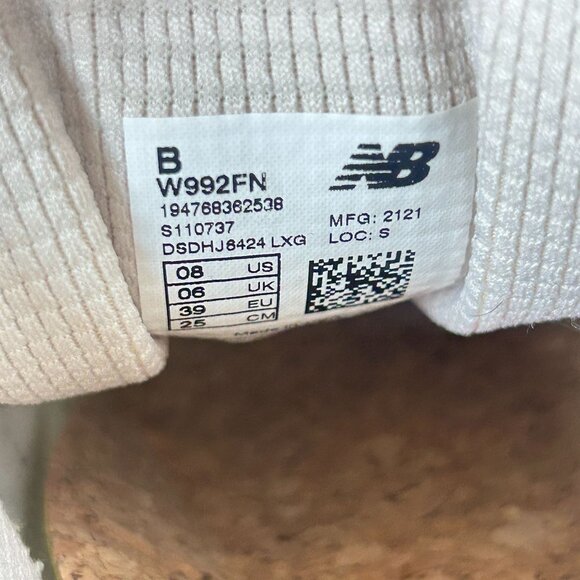 New Balance 992 Raw Silk Cork Athletic Shoes Womens 8 Cream Beige Low Top - Picture 5 of 10
